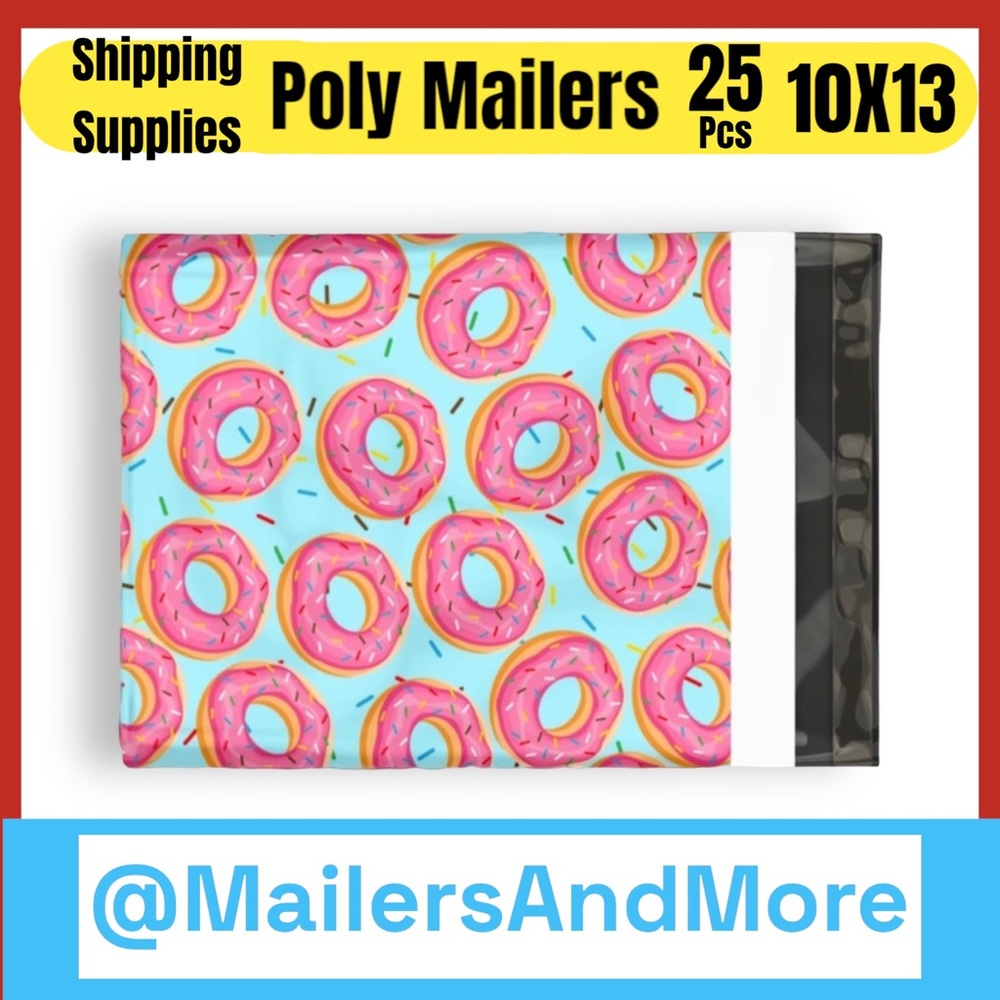 25 10X13 Poly Mailers Donuts And Sprinkles, Shipping Envelopes PRICE IS FIRM - Picture 6 of 9